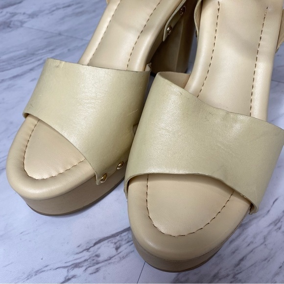 Franco Sarto Wally Yellow Leather Platform Heeled Sandal 9M - Picture 10 of 14